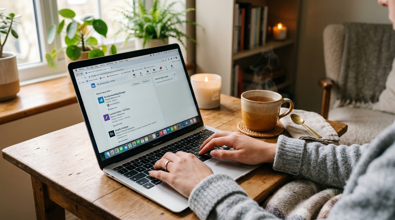 Searching for reliable jobs online with a laptop